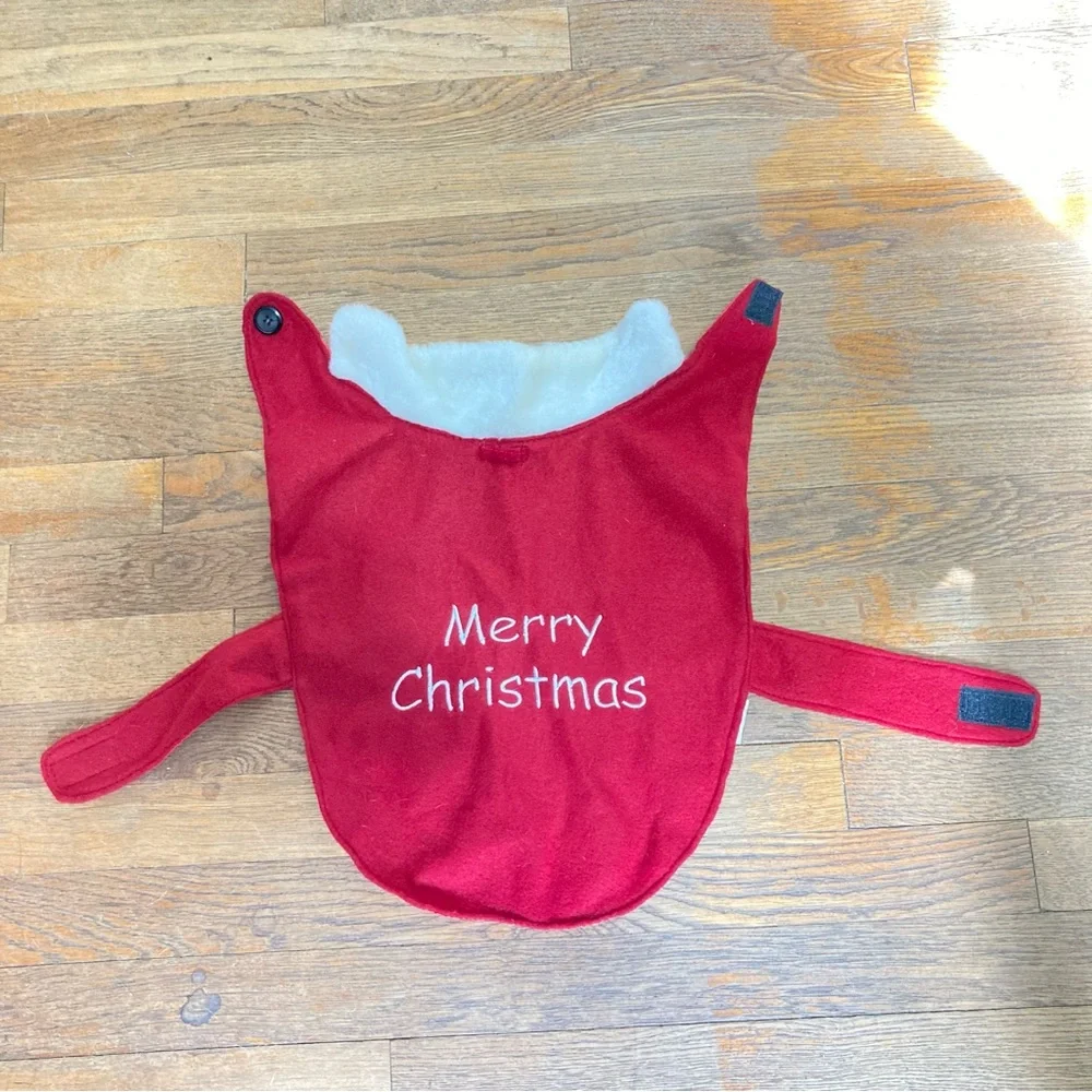 Merry Christmas Red and White Soft  Dog Jacket with Velcro Strap Closure Lined
